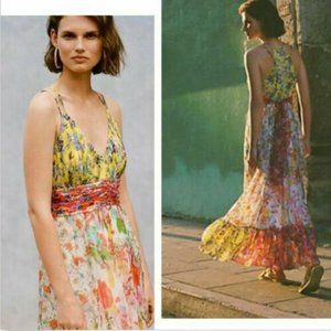Anthropologie Malibu Floral Maxi Dress Size 16